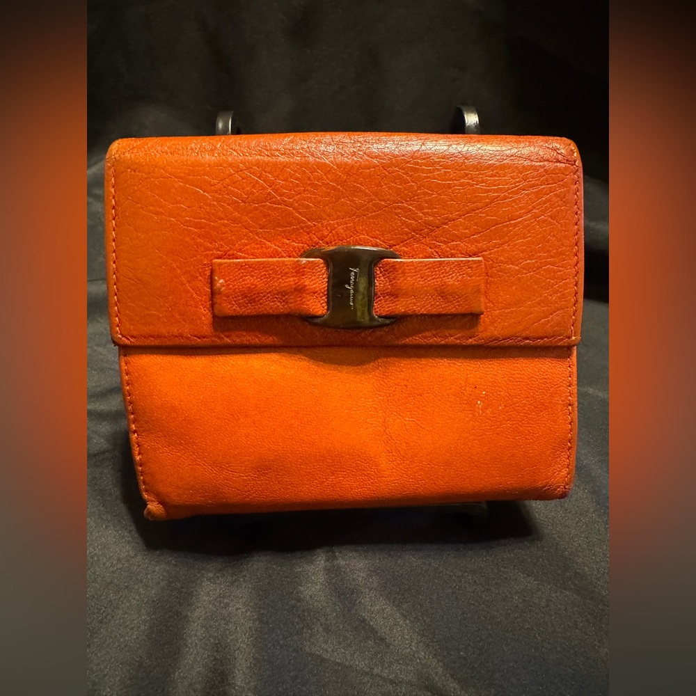 Salvatore Ferragamo Orange Wallet Compact Wallet